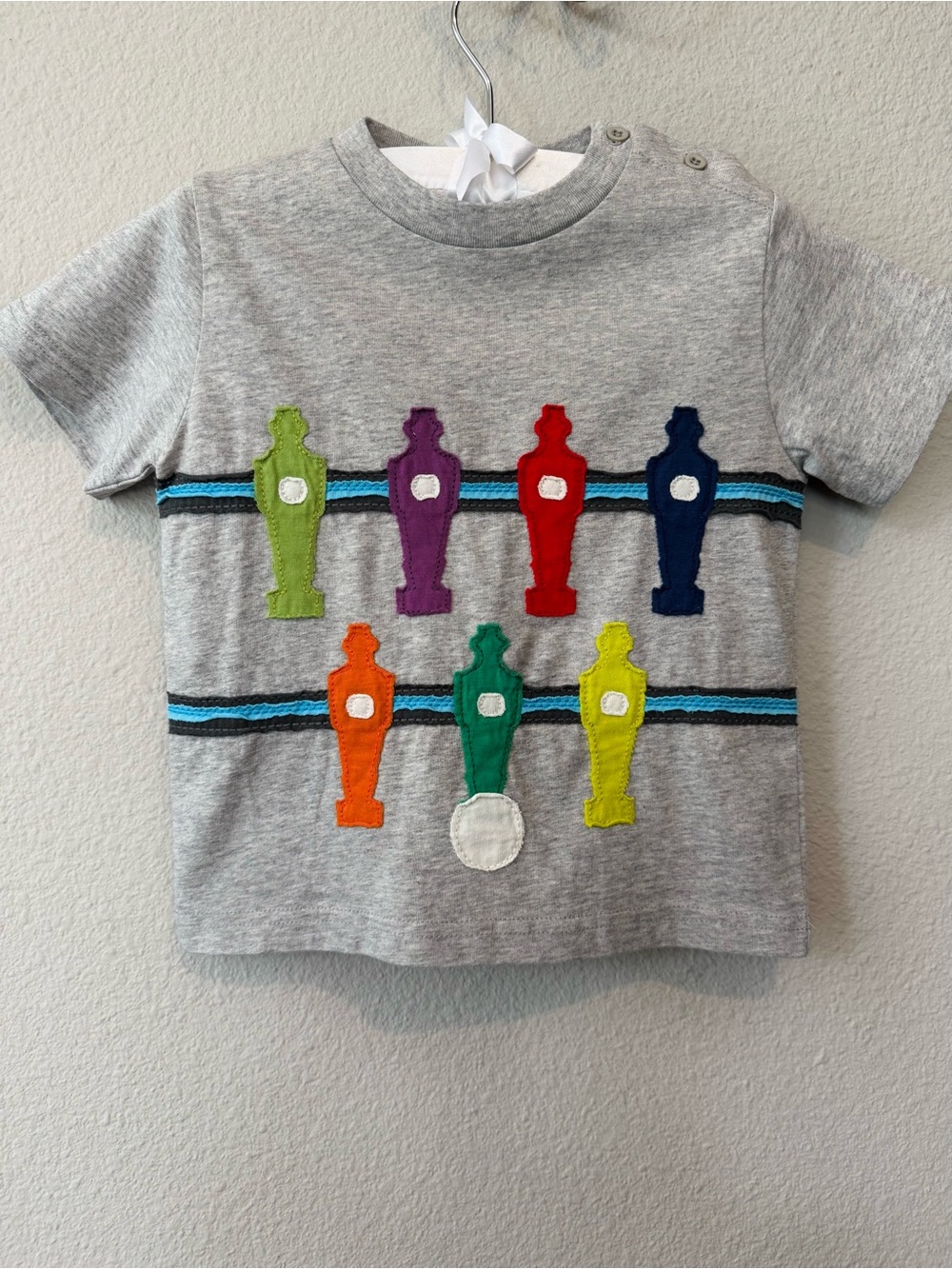 NWT Mini Boden Toddler Tee 1.5-2Y with Colorful Foosball Appliqué